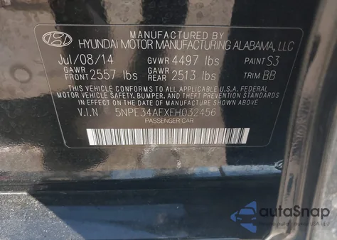 2015 Hyundai Sonata Sport from USA, damaged, VIN 5NPE34AFXFH032456